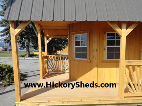 Hickory Sheds Lofted Deluxe Porch Closeup