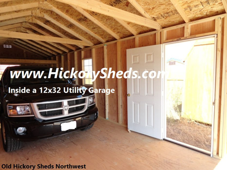 Hickory Sheds Utility Garage Truck Parked Inside