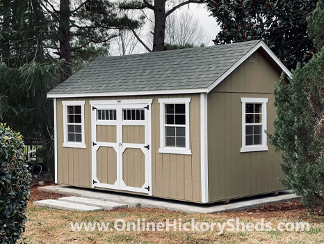Hickory Sheds Side Utility with Double Barn Doors and Shingle Roof